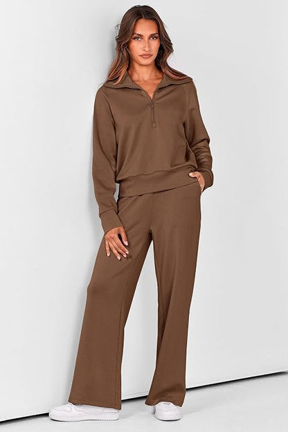 Women’s 2-Piece Matching Lounge Set | Half-Zip Sweatsuit