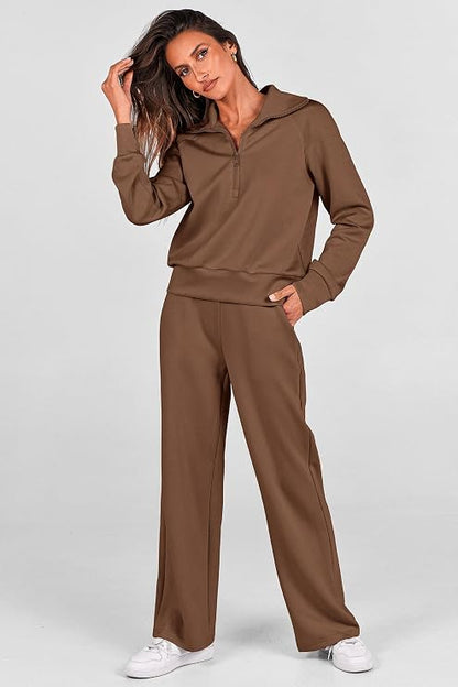 Women’s 2-Piece Matching Lounge Set | Half-Zip Sweatsuit